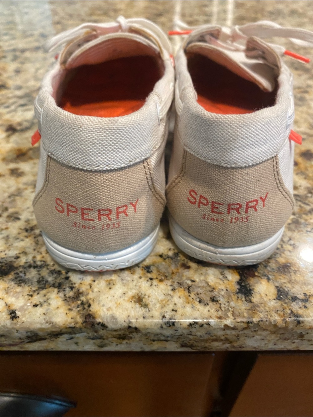 Sperry Women's Canvas Moccasins in Cream with Coral Insole - Picture 6 of 6